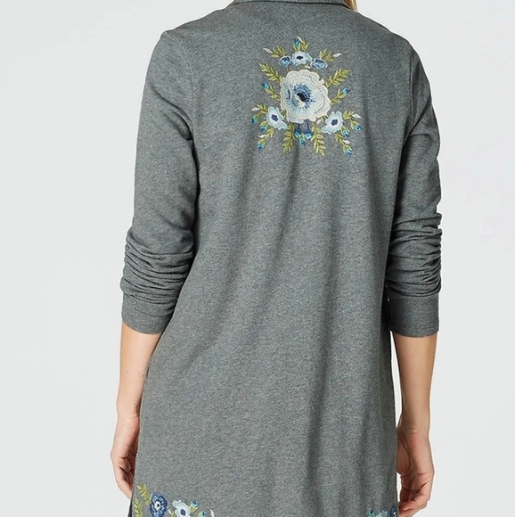 J. Jill Women's Medium P Open Cardigan Embroidered Long - Picture 1 of 10